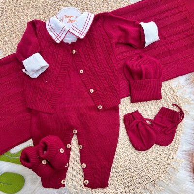 Saída de Maternidade Completa 7 Peças - Vermelho